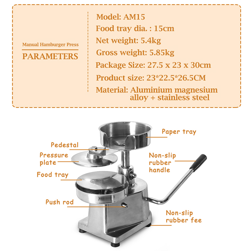 Presse à hamburgers manuelle,  - Meat Patty Maker Press Manual avis et prix